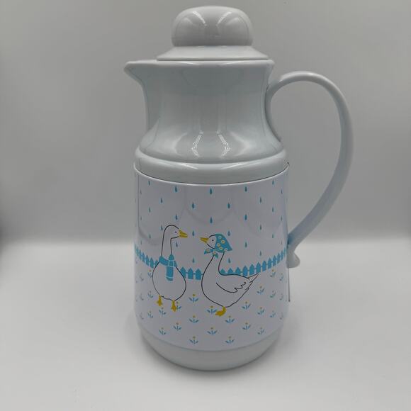 Vintage Phoenix Goose Carafe Blue/White 90s Cottage Country Coffee Tea EUC